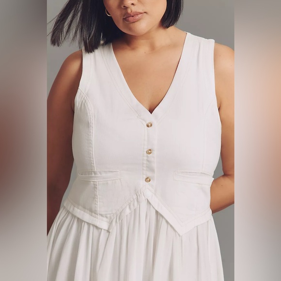 NWT Size 3X - Anthropologie Vest Twofer Cotton Midi Dress (NWT US$ 178) - Picture 3 of 16